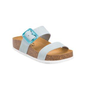 PLAKTON Sky Blue Made In Spain Suede Rock Flex Comfort Footbed Sandals